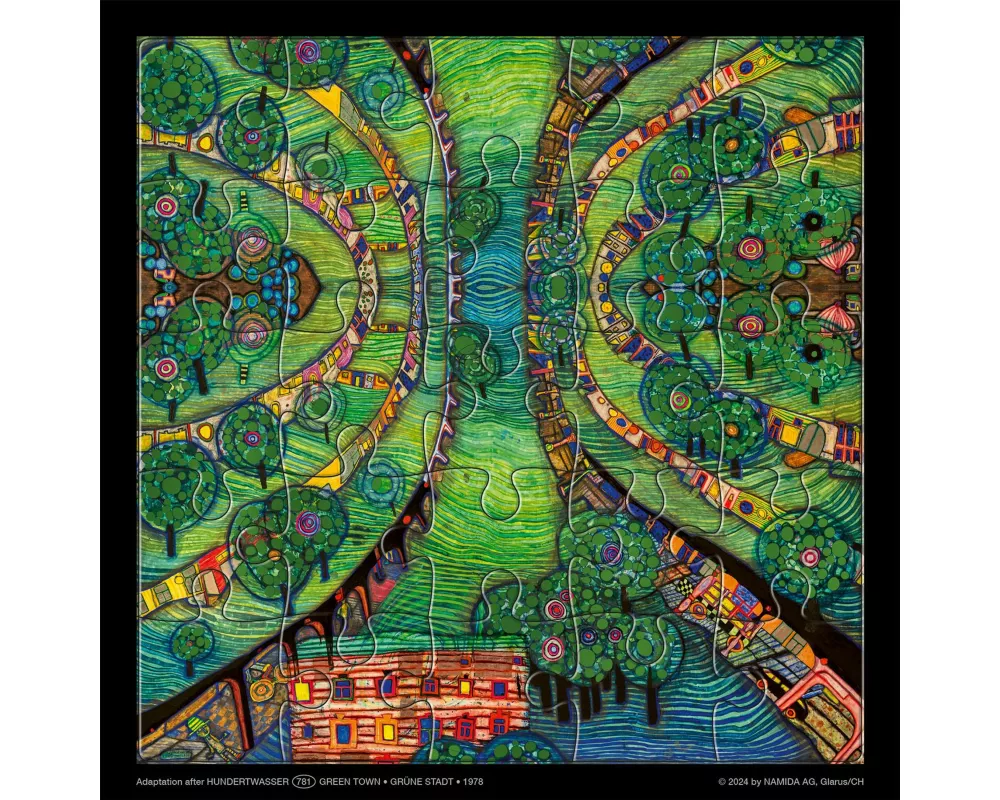 Hundertwasser Puzzle mit Grußkarte