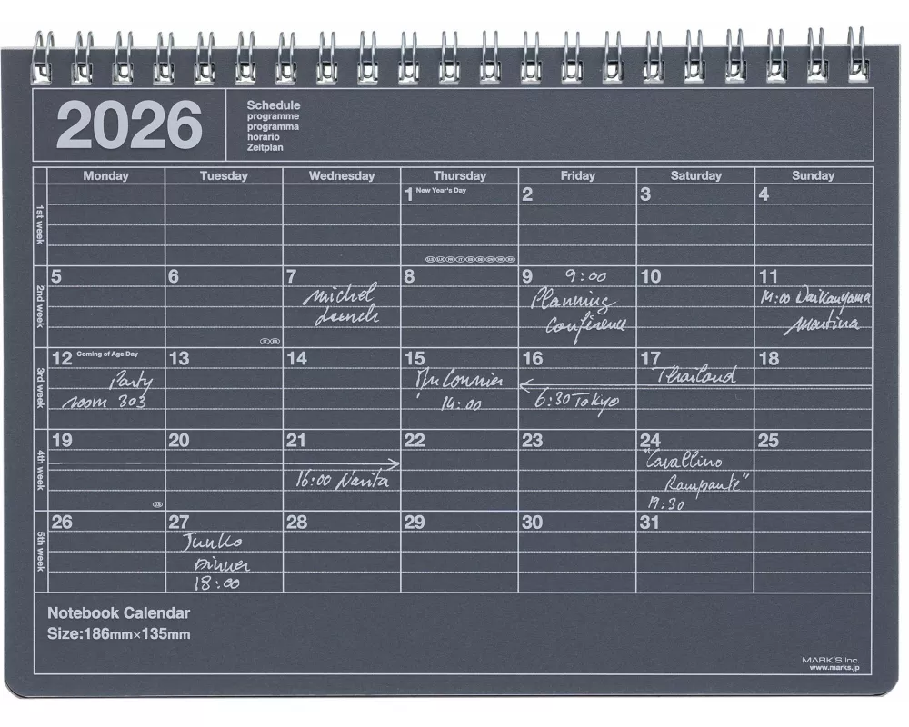 MARK'S 2026 Tischkalender, S // Black