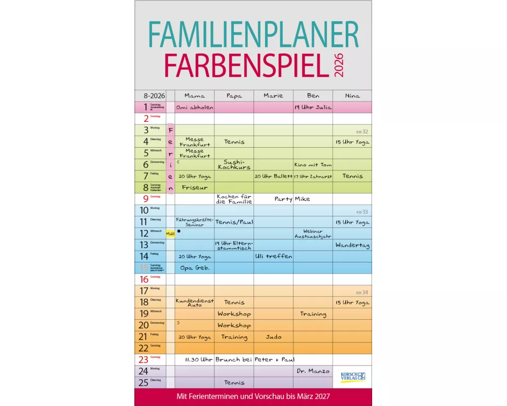 Familienplaner Farbenspiel 2026
