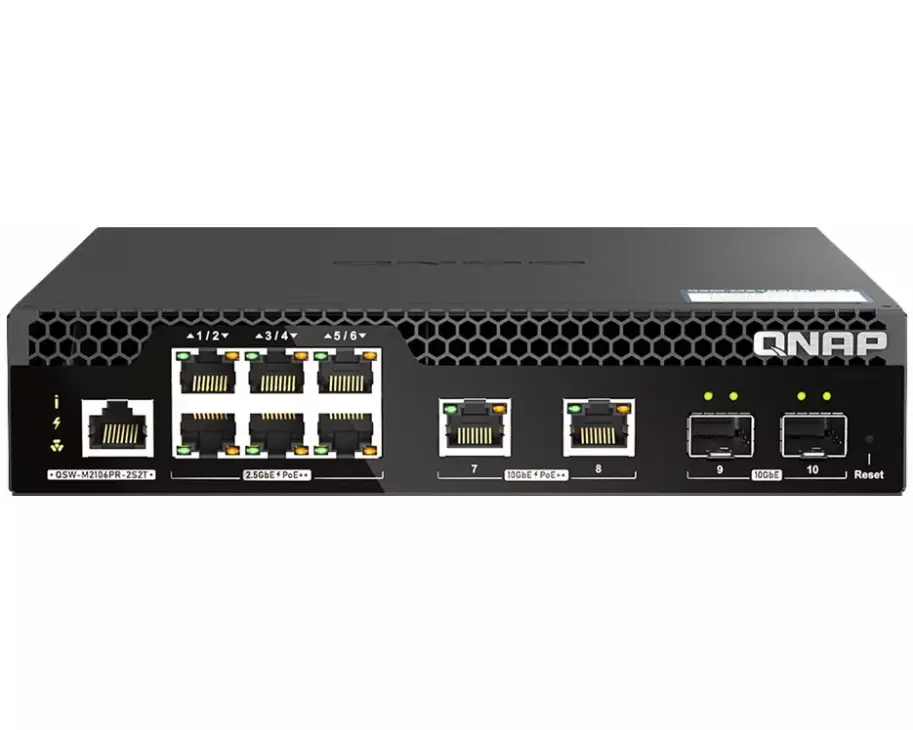 QNAP QSW-M2106P-2S2T 6 ports 2.5GbE RJ45 with PoE 802.3bt 90W