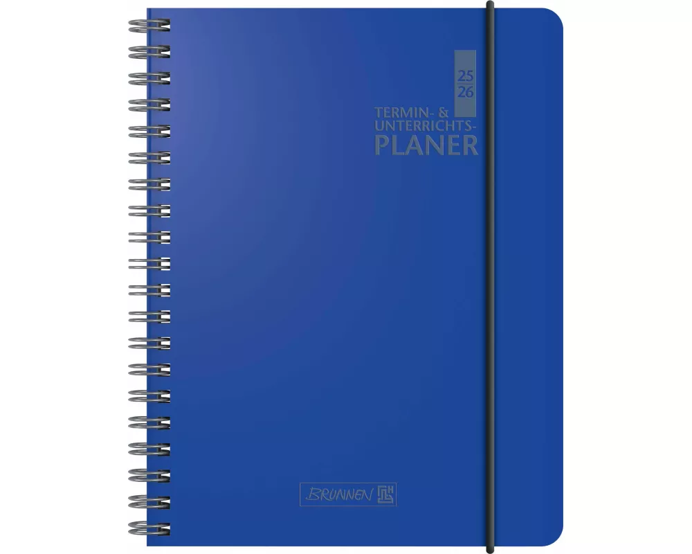 BRUNNEN Termin- & Unterrichtsplaner (2025/2026), 2 Seiten = 1 Woche, A5, 224 Seiten, Kunststoff-Einband Baladek, blau