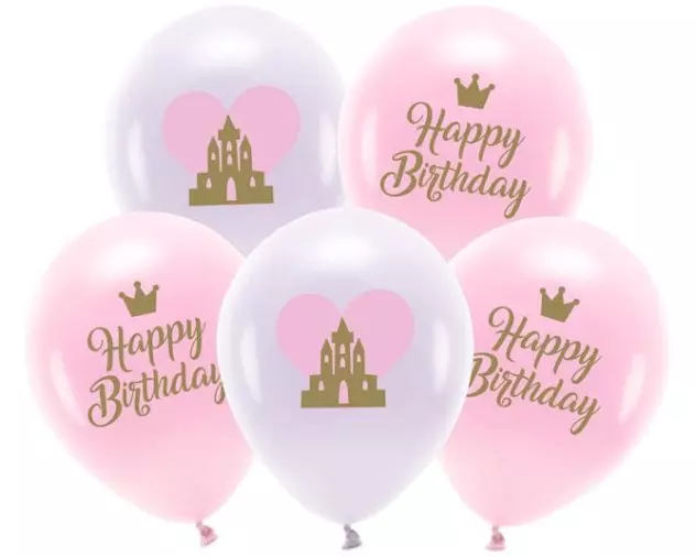 Partydeco PartyDeco Öko-Ballons Happy Birthday, 5er-Set Mehrfarbig