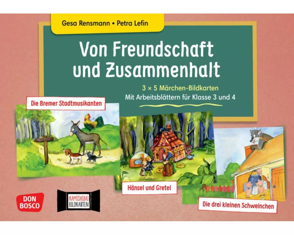 Von Freundschaft und Zusammenhalt - 3 x 5 Märchen-Bildkarten. Mit Arbeitsblättern für Klasse 3 und 4. Kamishibai Bildkartenset