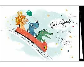 Doppelkarte. Viel Spaß am Geburtstag (Tiere(