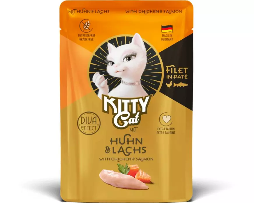 KITTY Cat Nassfutter KittyCat Filét Paté Pouch Huhn, Lachs 85 g