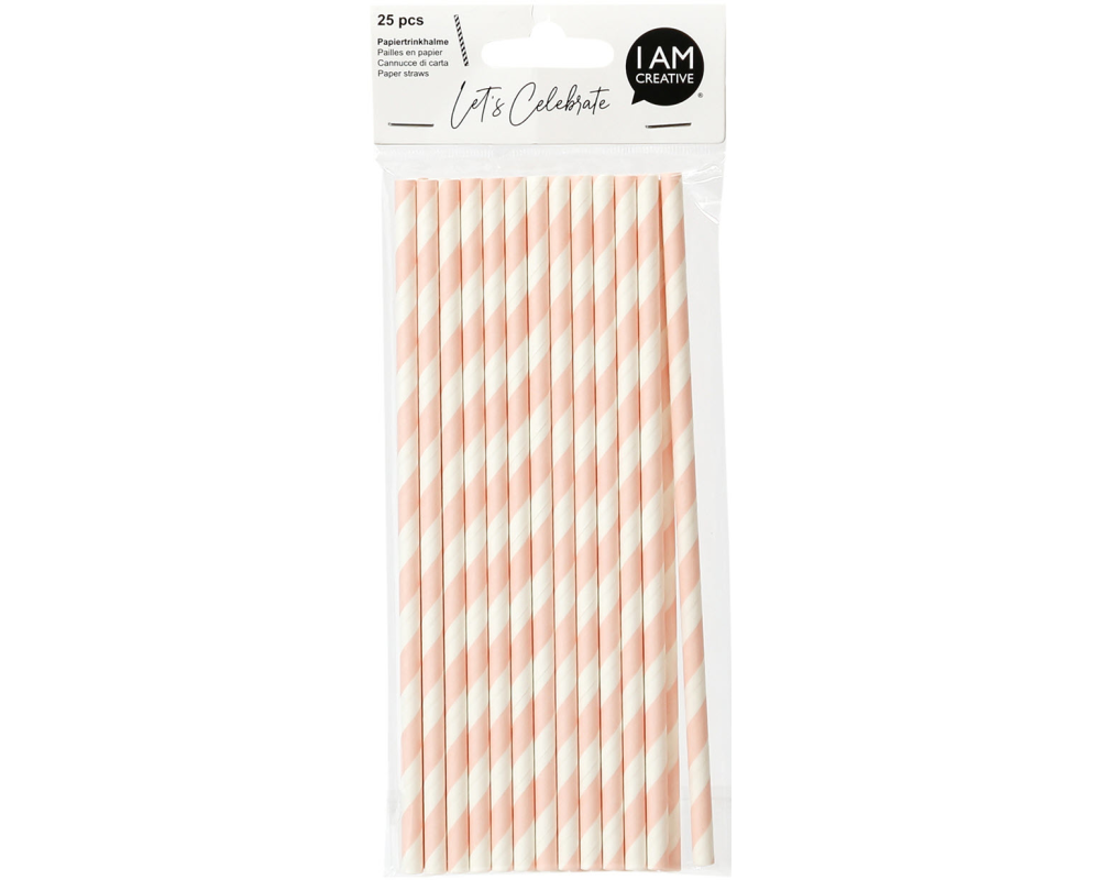 I AM CREATIVE Papiertrinkhalme,rosa,19.7cm 6010.922 25 Stück