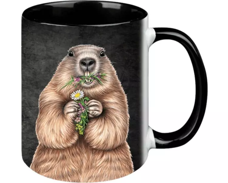 creanorm Tasse Murmelier Black Edition 330 ml, 1 Stück, Schwarz