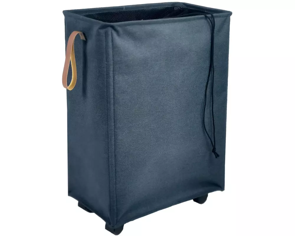 diaqua® Wäschekorb Levi mit Rollen 50 l, Dunkelblau