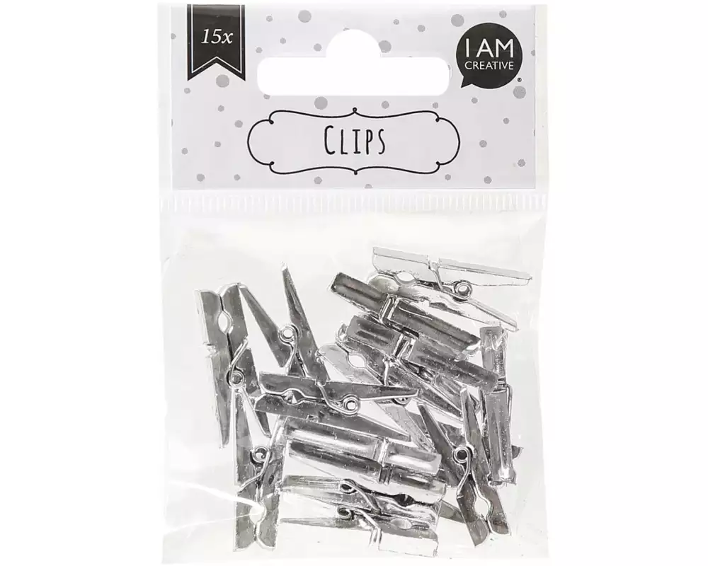 I AM CREATIVE Klammer 4 x 3 cm 15 Stück, Silber