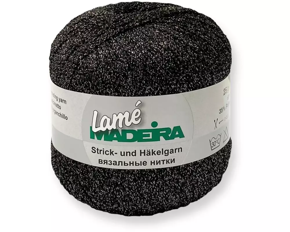 Madeira Häkel- und Strickgarn Lamé 25 g, 175 m, Schwarz