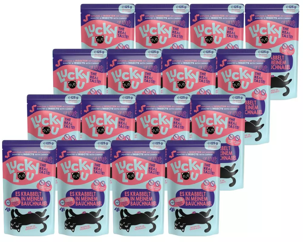 Lucky Lou Nassfutter Lifestage Adult Geflügel & Insekten, 16 x 125 g