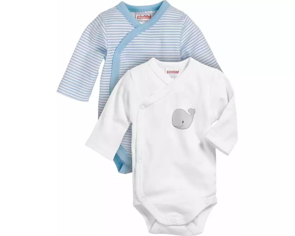 Playshoes Langarm-Wickelbody 2er Set Blau Gr. 56