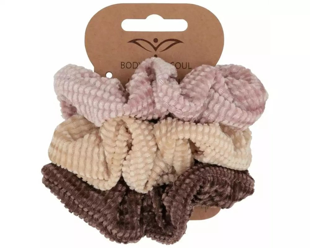 Body Mind Soul Scrunchy Yoga – Rosa, Beige, Braun 3 Stück