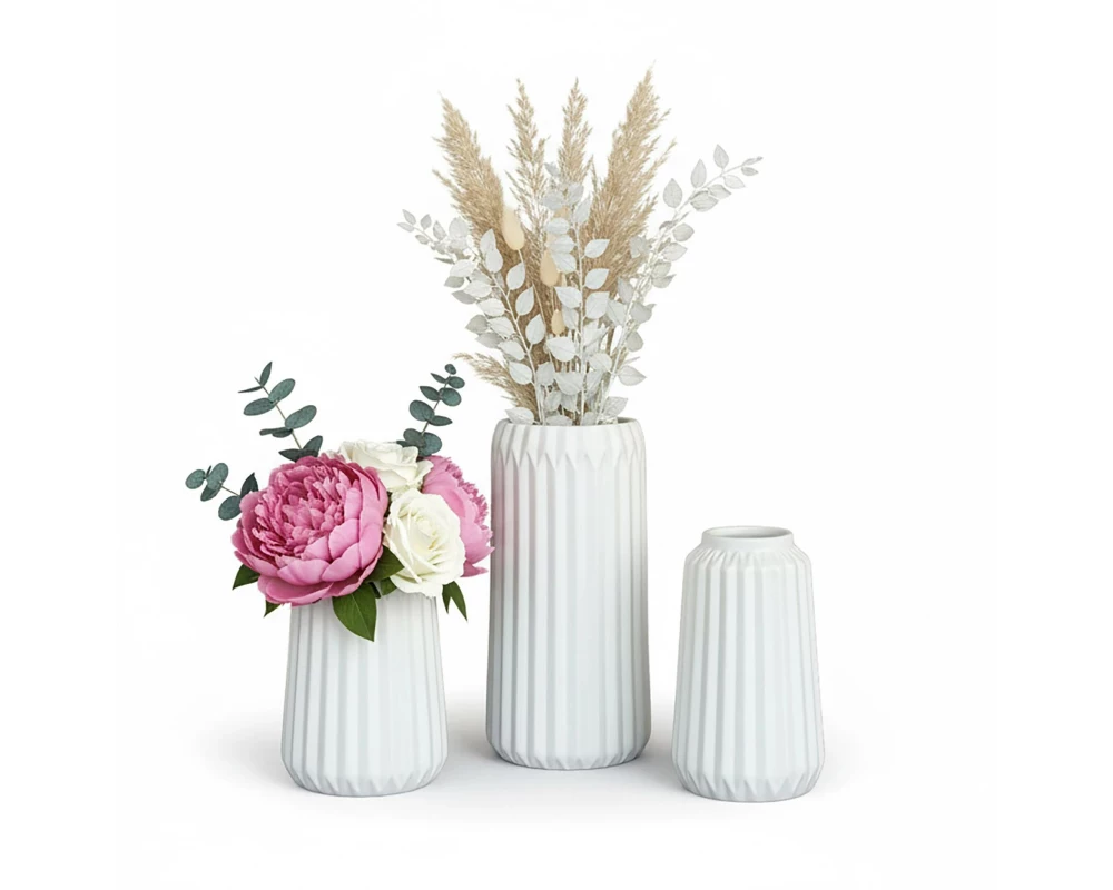 relaxdays Vasen-Set 3-teilig, Weiss