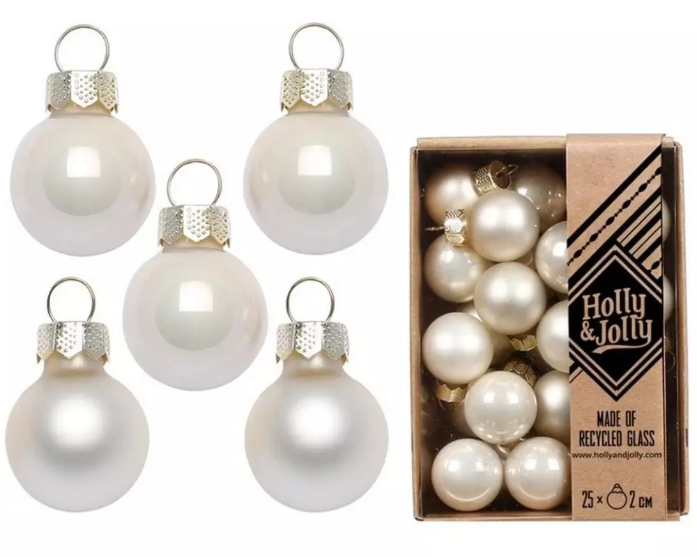 Holly & Jolly Weihnachtskugel Champagne Ø 2 cm, 25 Stück