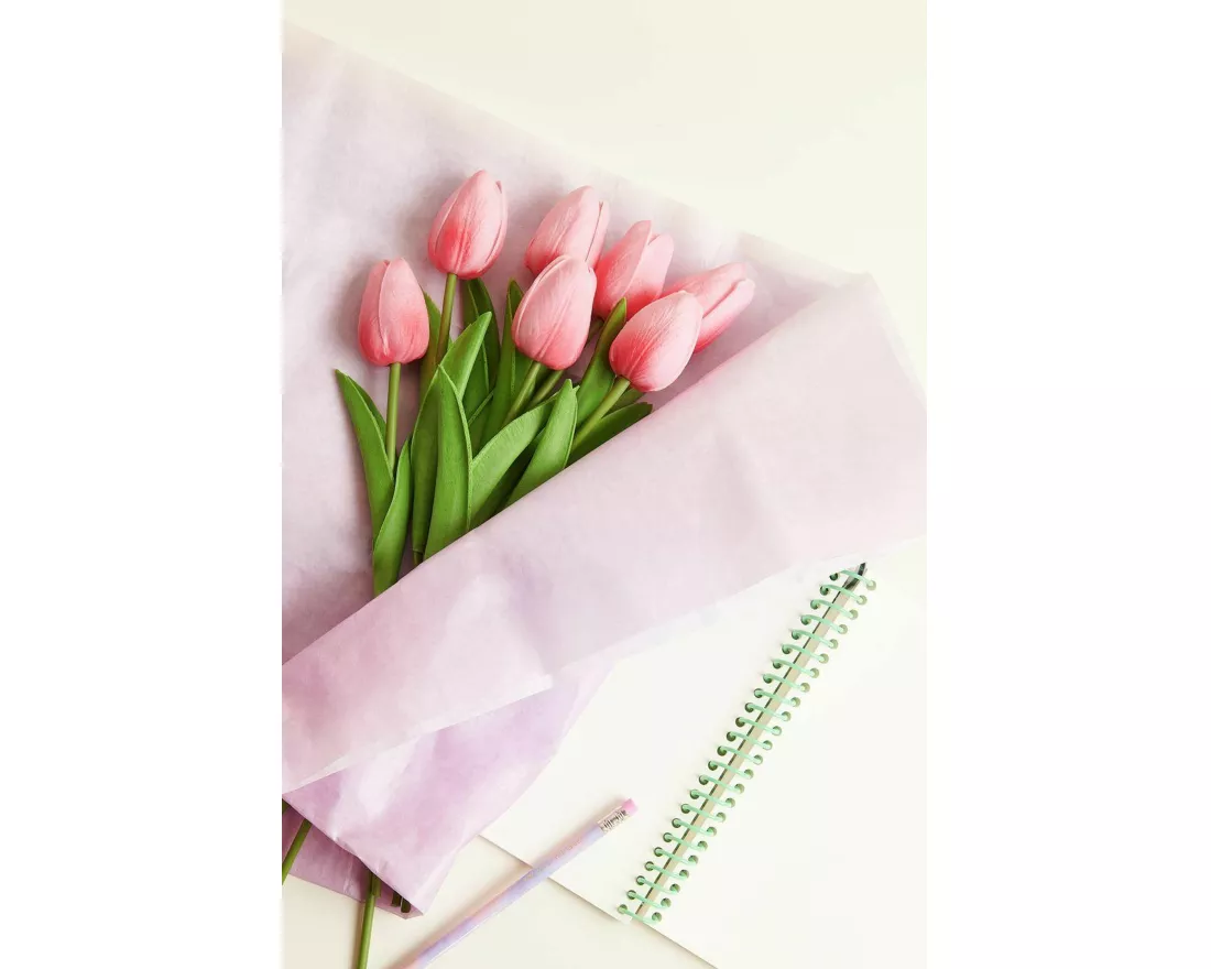 Tulpenstrauß Pink mit 7 Blüten 33,5cm