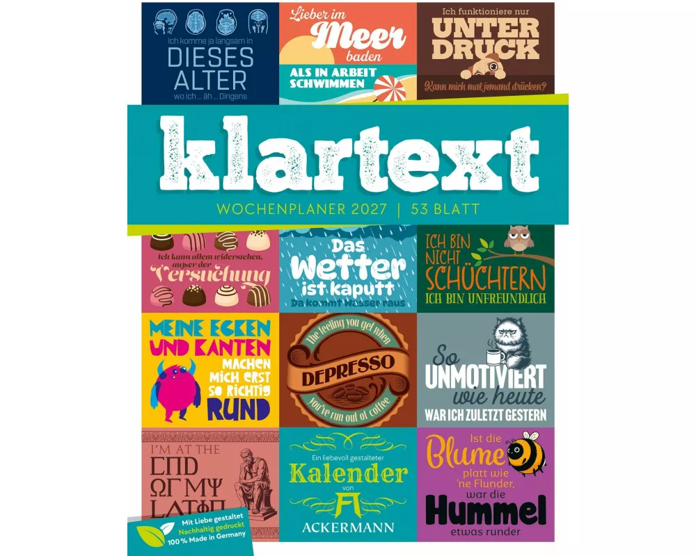 Klartext Sprüchekalender Wochenplaner 2027