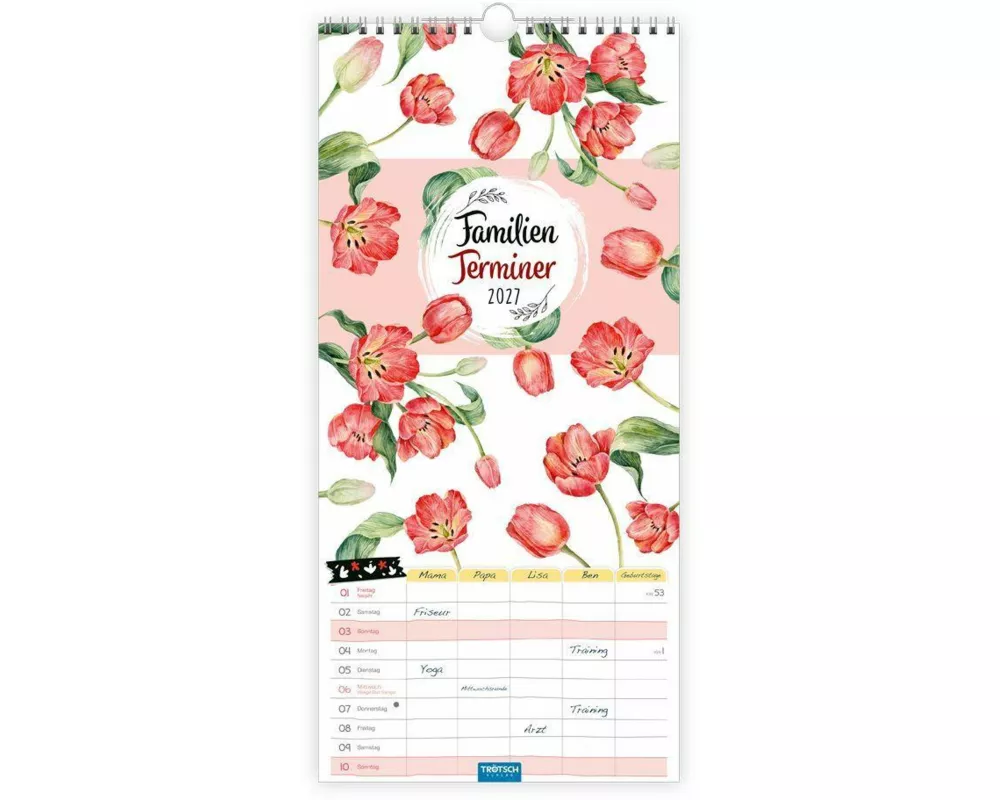 TRÖTSCH - Familienkalender Familienterminer Blumen 2027