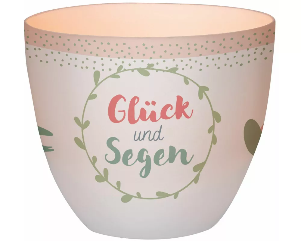 LichterZeit „Glück und Segen" Windlicht aus Porzellan