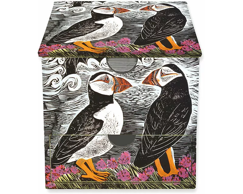 Angela Harding: Fair Isle Puffins Memo Box with Drawer