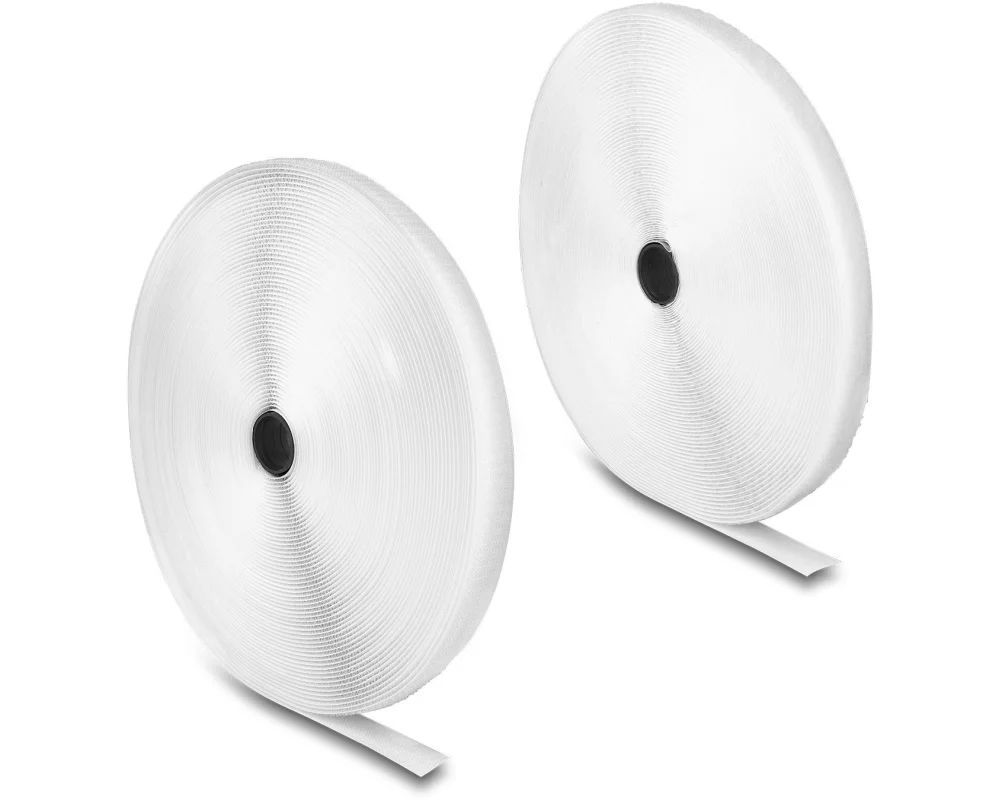 Delock Klettband 25 m x 20 mm mit Haft- und Flauschband Weiss