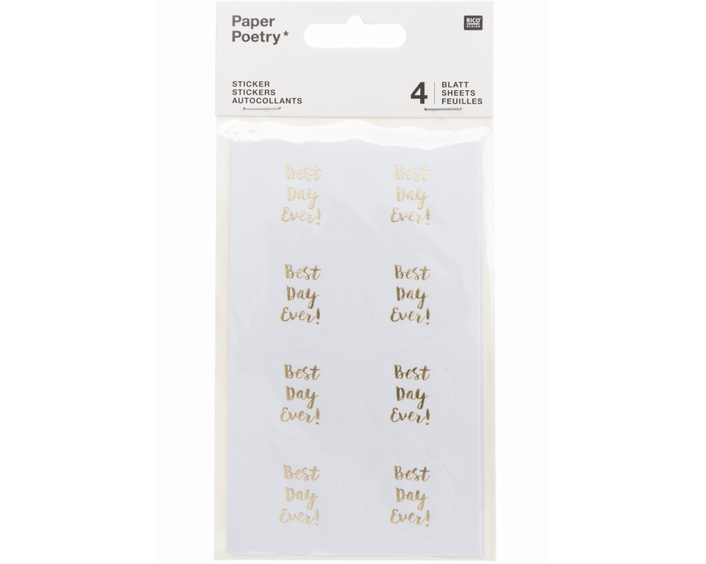 RICO DESIGN Sticker Best Day ever 99001.22.13 weiss 32 Stück