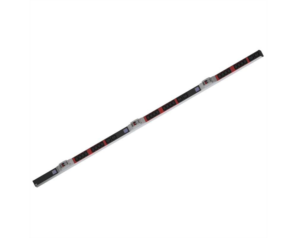 BACHMANN BN0500 19" PDU 1HE 24xC13 6xC19, Leistungsmessung, Anschluss CEE 3x32A, rot