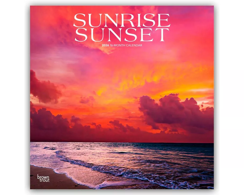 Sunrise Sunset 2026 12 X 24 Inch (Hanging) Monthly Square Wall Calendar Plastic-Free