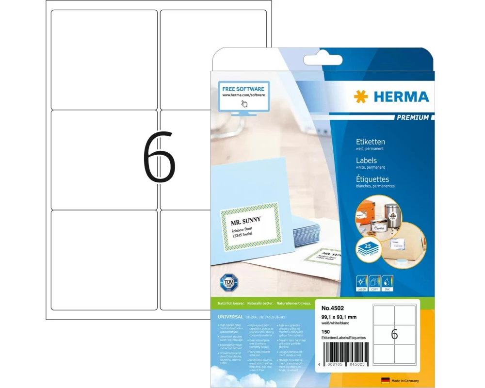 HERMA Universal-Etiketten Premium, 99.1 x 93.1 cm, 150 Etiketten