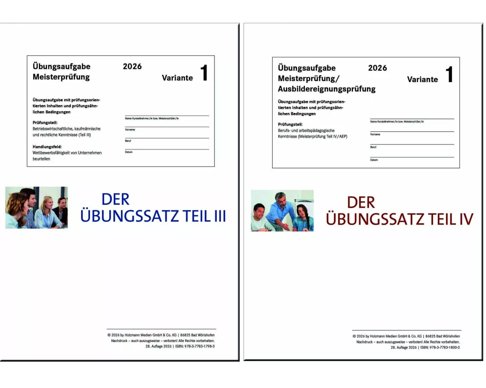 Das Übungspaket Teile III + IV - Variante 1
