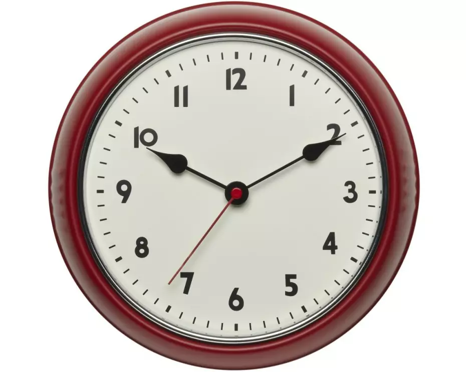 TFA Dostmann Funk-Wanduhr Retro Rot, Ø 24 cm