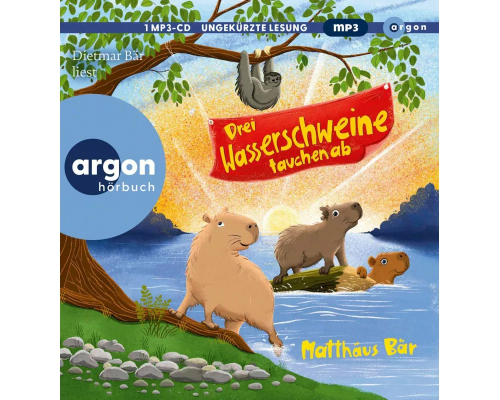 Drei Wasserschweine tauchen ab