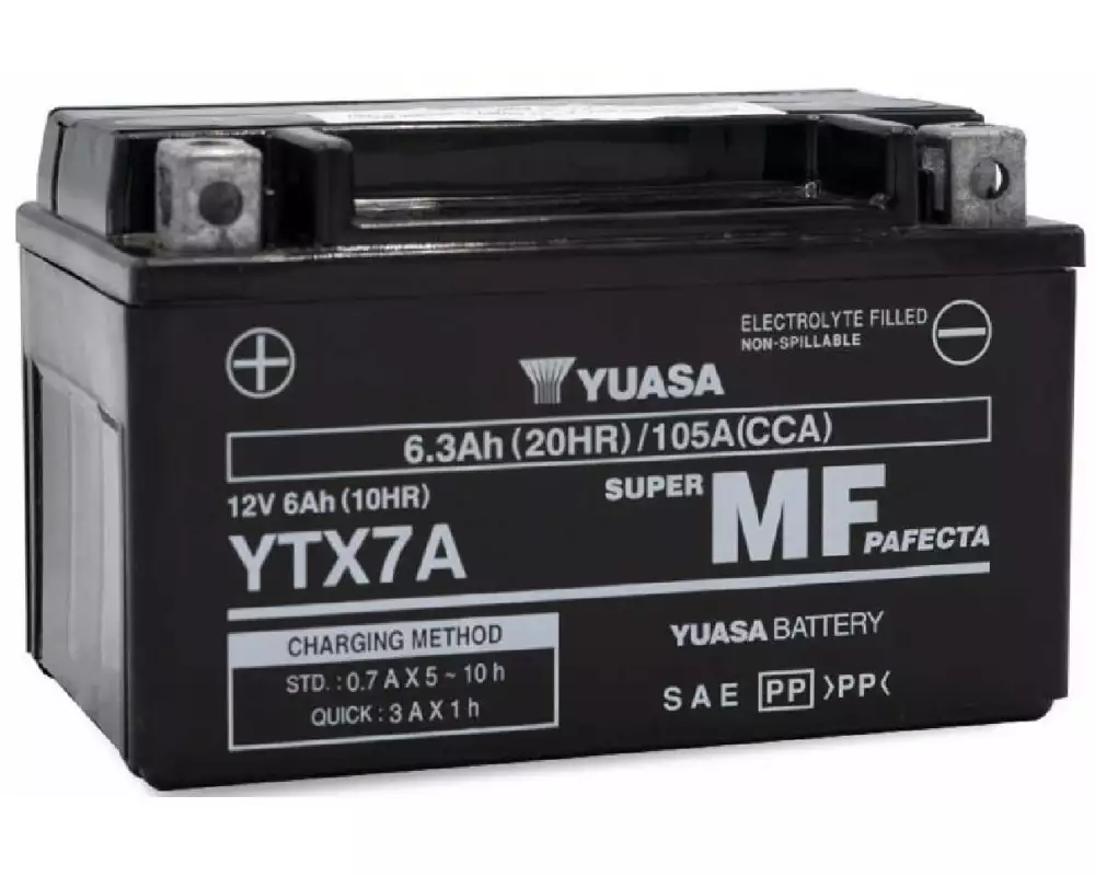 YUASA Motorradbatterie AGM 12V/6.3Ah/100A