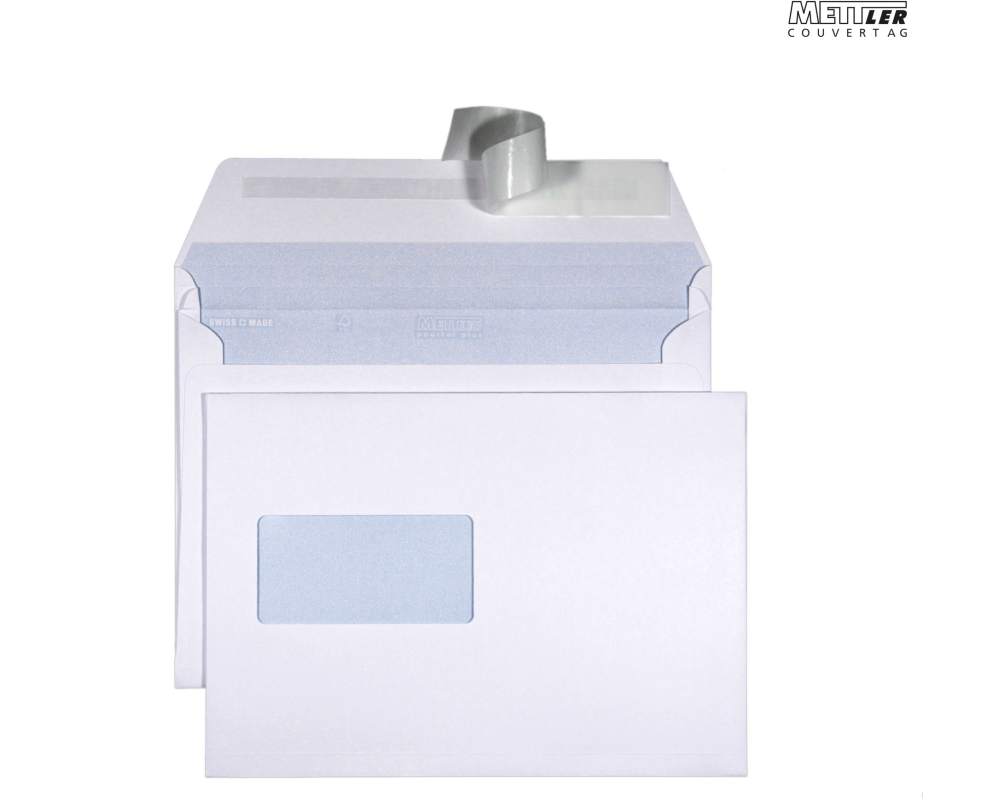METTLER Couvert Fenster links B5 8097-FL 120g, ultraweiss 250 Stk.