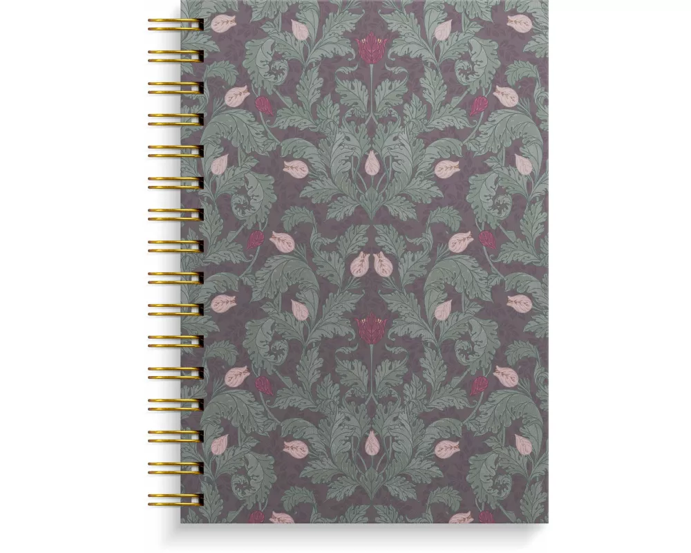 Burde Notizbuch A5 burgundy flowers