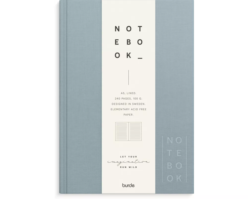 Burde Notizbuch Textil hellblau liniert A5