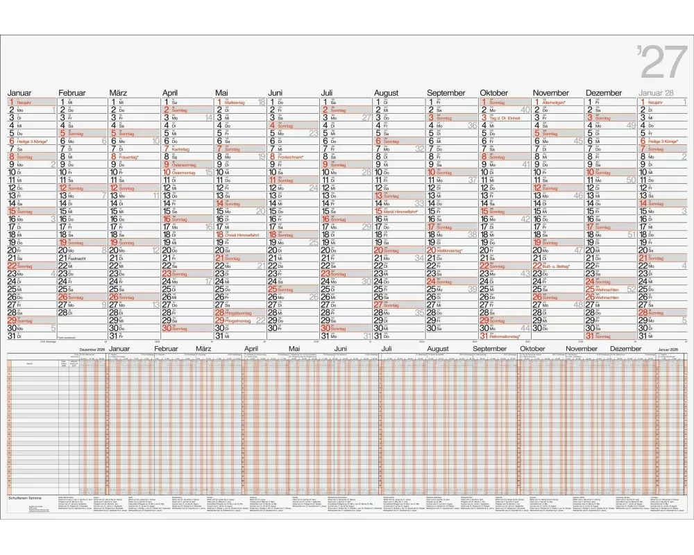 rido/idé 7033710007 Plakatkalender Mod. Kombi 2027 980×685 mm