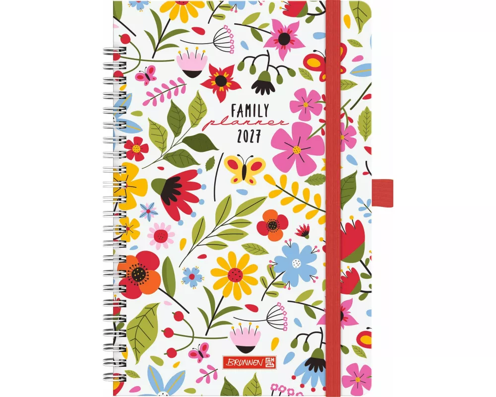 BRUNNEN 1070290037 Buchkalender Familienplaner 2027 "Flowers" A5, Papier