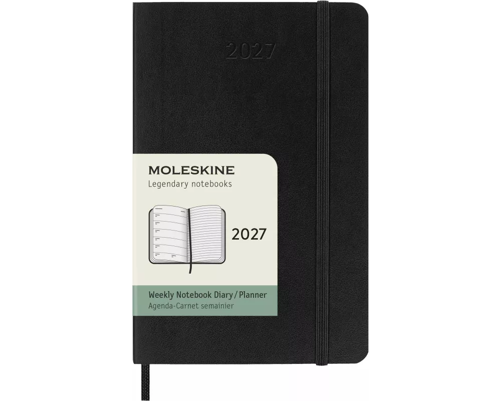 Moleskine 12 Monate Wochen Notizkalender 2027, Large/A5, 1 Wo = 1 Seite, rechts linierte Seite, fester Einband, salbeigrün