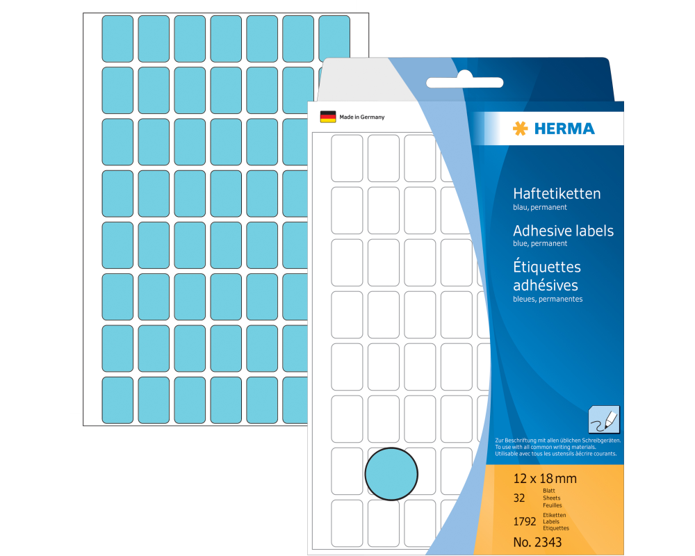 HERMA Etiketten 12×18mm 2343 blau 1792 Stück