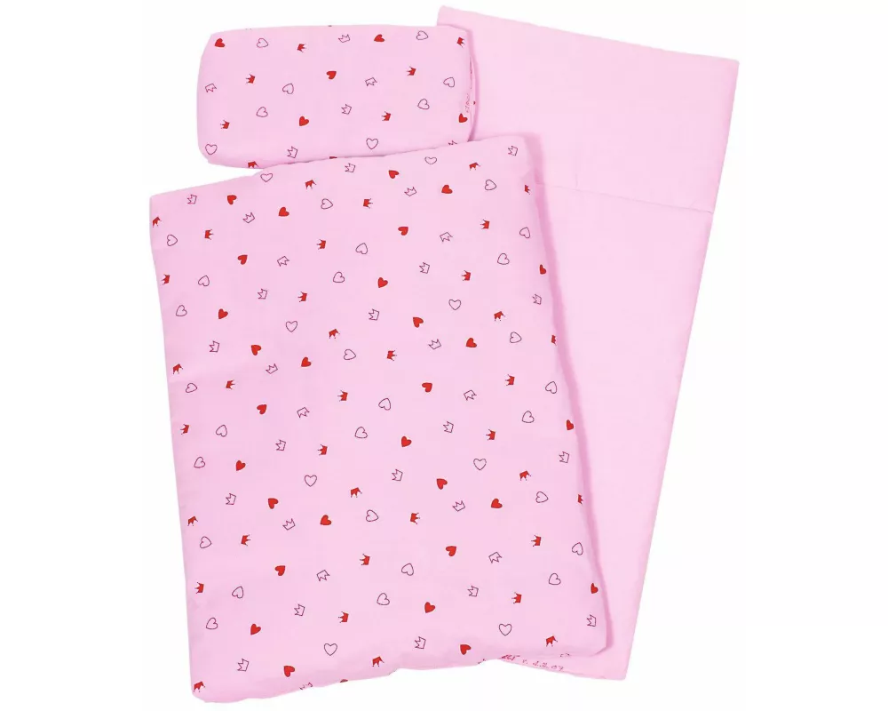 Puppenbettzeug Herz/Krone