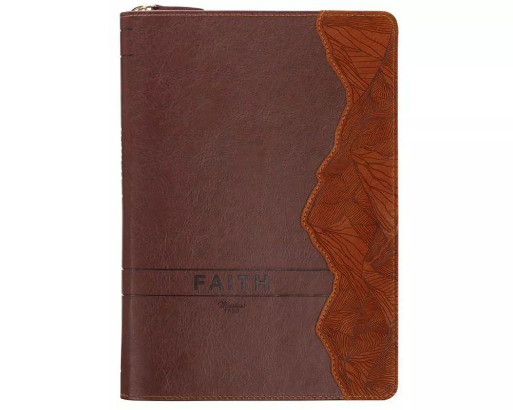 Journal Classic Zip Brown Faith Mountains Matt. 17:20