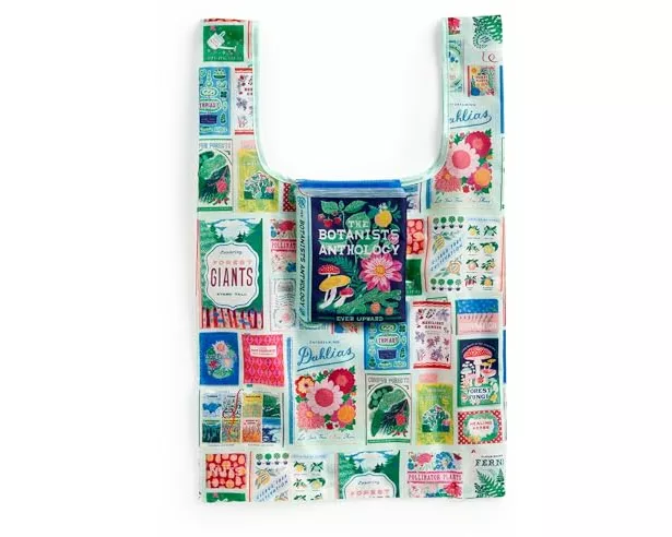 Ever Upward Botanist Bookshelf Packable Nylon Tote Bag