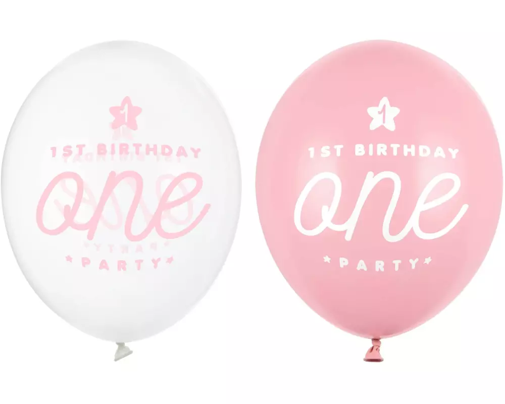 Partydeco Luftballon One Pastellpink, Transparent Ø 30 cm, 50 Stück