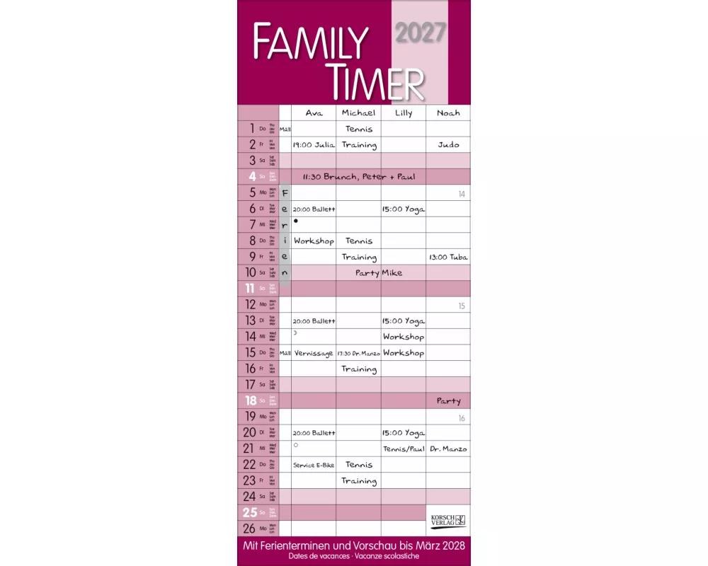 Family Timer Malve 2027