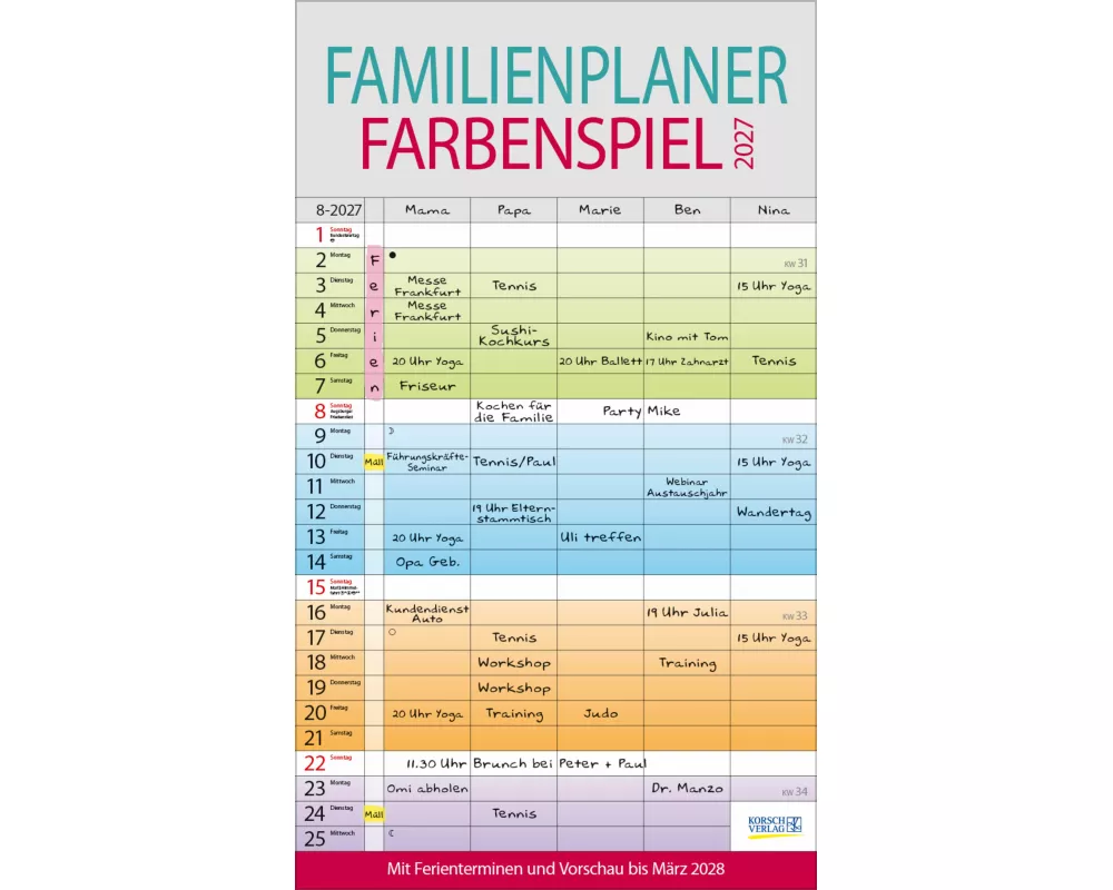 Familienplaner Farbenspiel 2027
