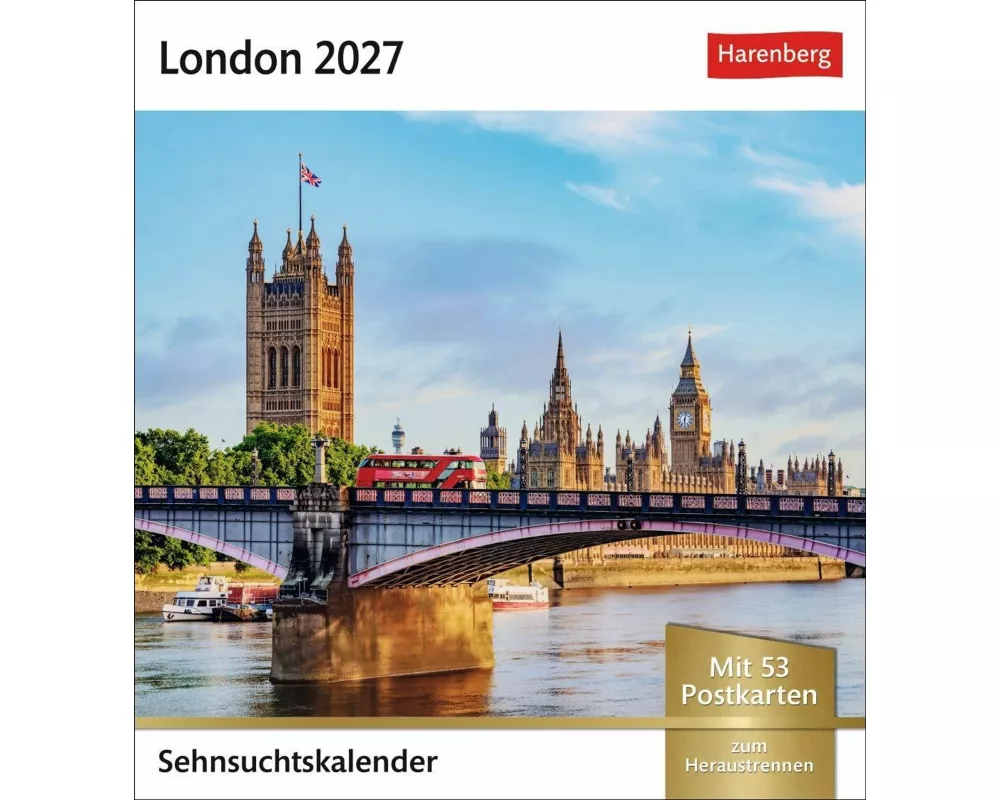 London Sehnsuchtskalender 2027 - Wochenkalender mit 53 Postkarten