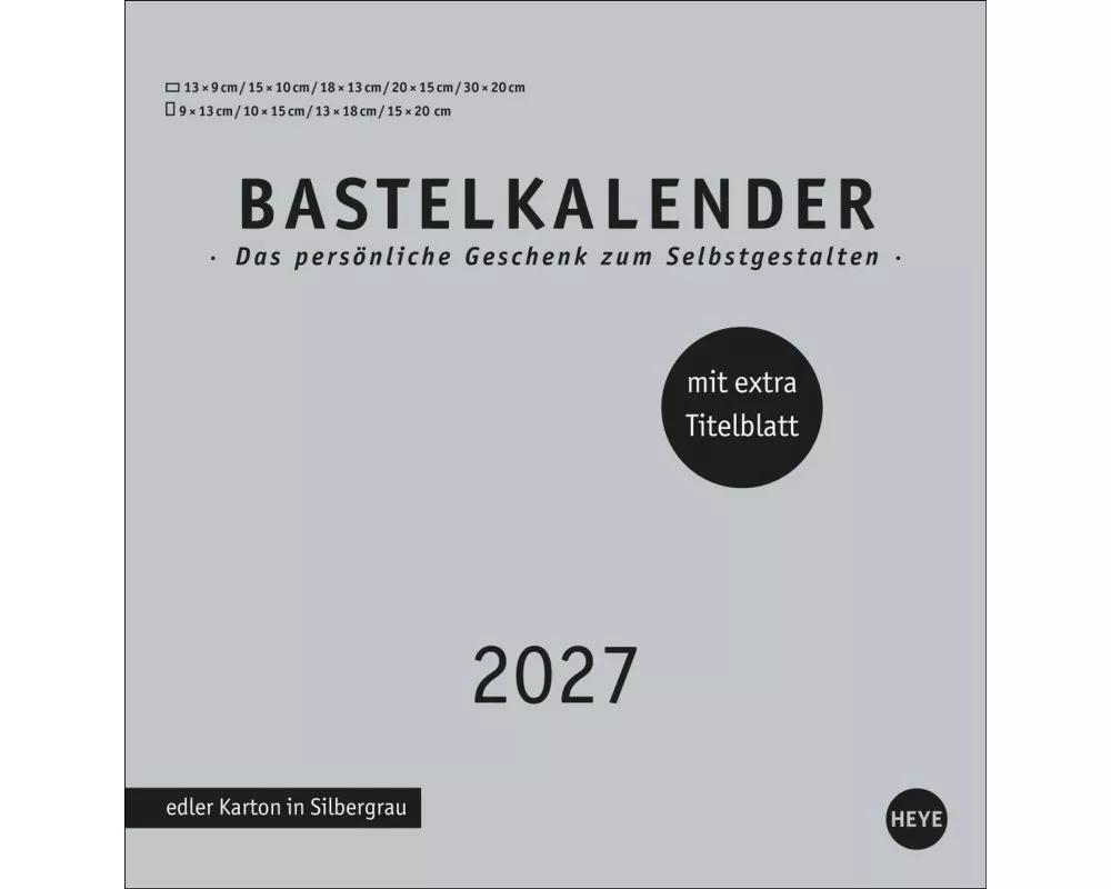 Premium-Bastelkalender silbergrau groß 2027