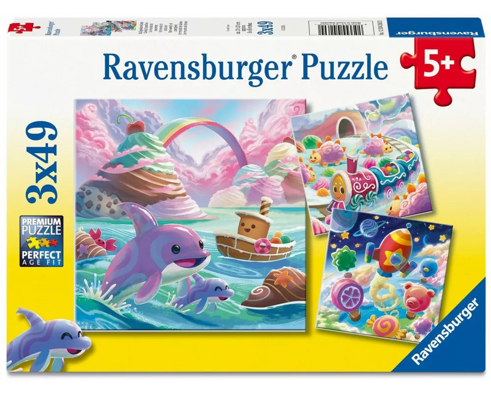 Kinderpuzzle 3x49 Teile - Süßigkeiten Küste