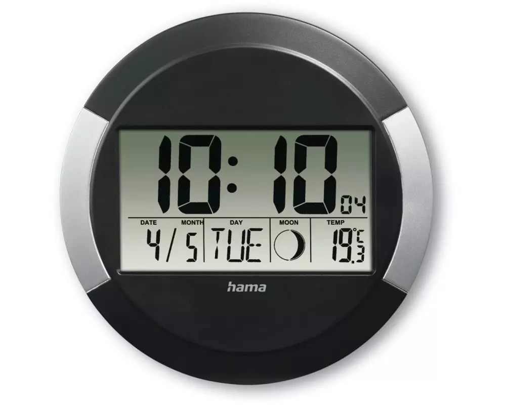 Hama Wanduhr Ischia Ø 24.5 cm, Schwarz/Silber